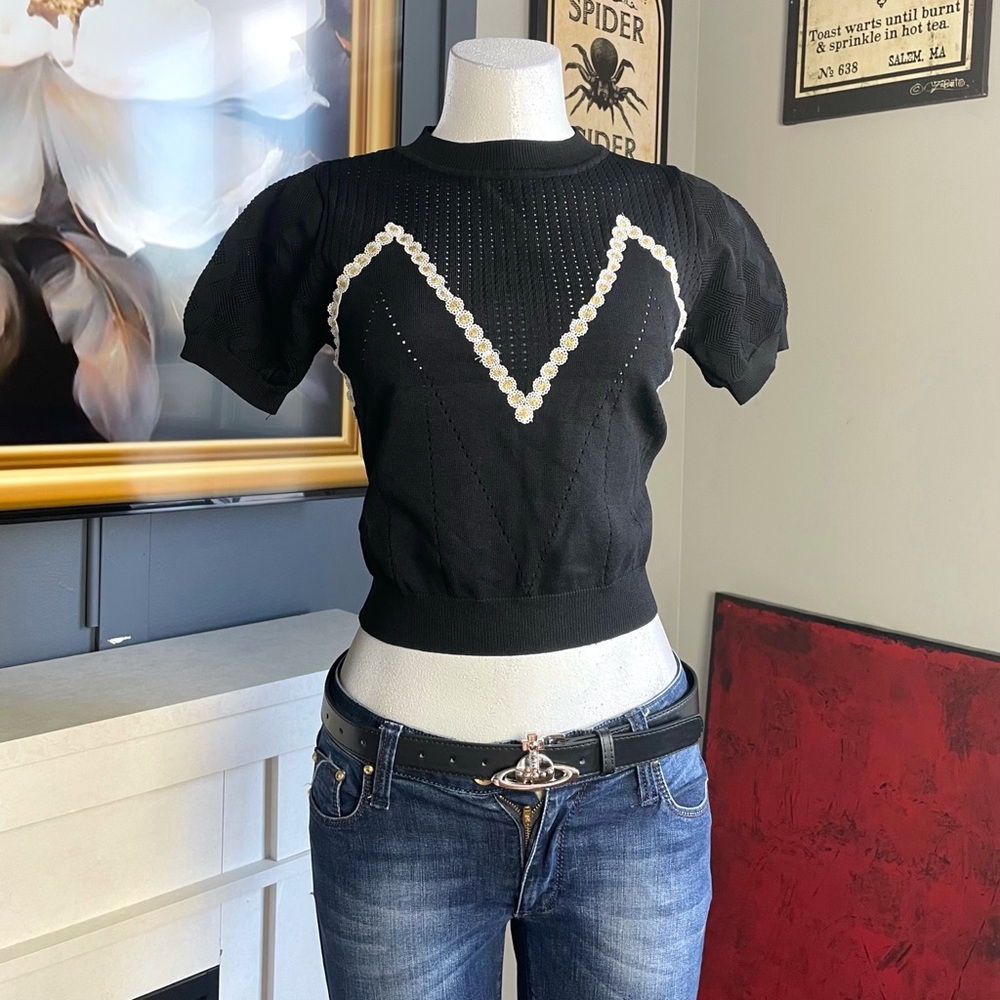 Y2k Black Knit Crop Top